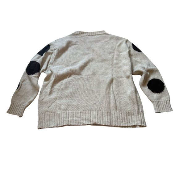 Cahmere Blend Polca dot Knit Sweater Black Beige - Picture 4 of 7